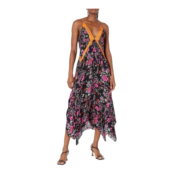 FREE PEOPLE Floral Black and Pink Dress - Picture 1 of 5